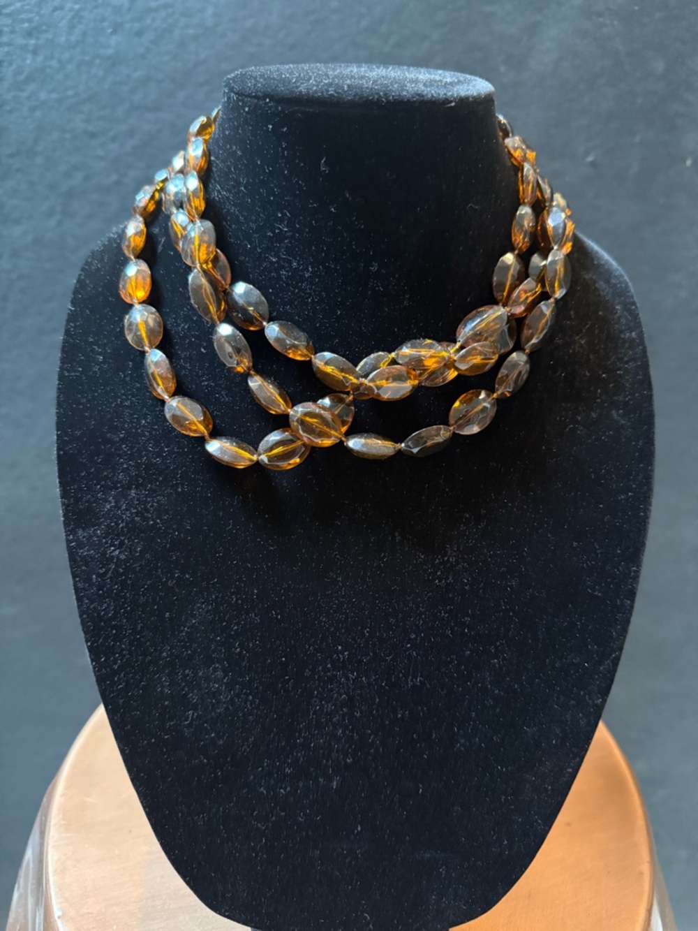 Layered Amber-Tone Glass Bead Necklace - Women Jewelry